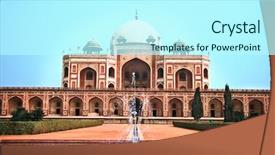  Presentation with sandstone - Presentation theme having persian architect - humayun's tomb with fountain background and a cool aqua colored foreground