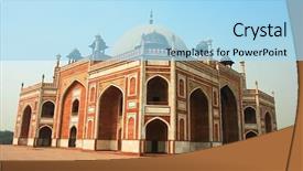  Presentation with islamic - Colorful slide deck enhanced with persian architect - humayun's tomb islamic mausoleum large backdrop and a light blue colored foreground