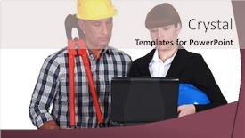  Presentation with foreman - Amazing theme having architect and a foreman looking at a computer backdrop and a soft green colored foreground