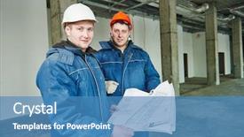  Presentation with construction - Beautiful slides featuring architect and construction engineer worker backdrop and a  colored foreground