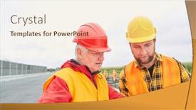  Presentation with road construction - Audience pleasing slide set consisting of architect-and-construction-worker backdrop and a cream colored foreground