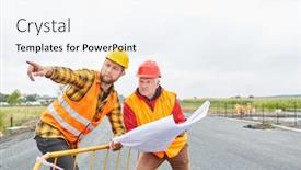  Presentation with floor plan - Theme with architect-and-construction-worker background and a sky blue colored foreground