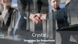  Presentation with shaking hands - Colorful PPT theme enhanced with architect-and-engineer-construction-workers backdrop and a dark gray colored foreground