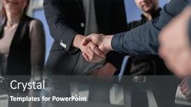  Presentation with shaking hands - Presentation having architect-and-engineer-construction-workers background and a dark gray colored foreground