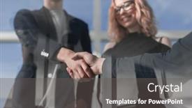  Presentation with shaking hands - Presentation theme enhanced with architect-and-engineer-construction-workers background and a gray colored foreground