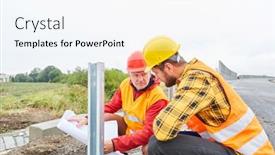  Presentation with foreman - Audience pleasing presentation design consisting of architect-and-foreman-check backdrop and a sky blue colored foreground