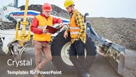  Presentation with wheel loader - Slide deck enhanced with architect-and-foreman-with-construction background and a gray colored foreground