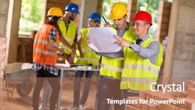  Presentation with possibilities - Cool new slide set with architect and investiture of construction backdrop and a coral colored foreground