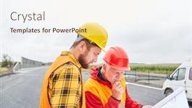  Presentation with planning - Presentation design consisting of architect-and-road-builder background and a cream colored foreground