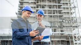  Presentation with construction site construction - Audience pleasing PPT layouts consisting of architect-and-site-manager-using backdrop and a light gray colored foreground