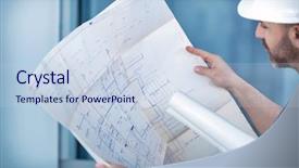  Presentation with civil engineer - Theme featuring architect builder studying layout background and a sky blue colored foreground