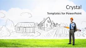  Presentation with architect - PPT layouts with architect designer with huge pencil background and a  colored foreground