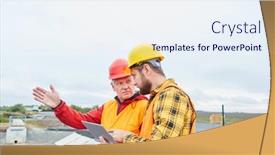  Presentation with road construction - Presentation theme with architect-discusses-road-construction-planning background and a sky blue colored foreground