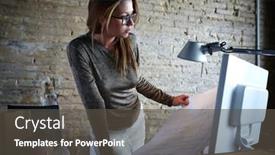  Presentation with woman engineer - Slides with architect engineer woman working with plan at office indoor background and a dark gray colored foreground