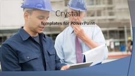  Presentation with architect - Audience pleasing PPT layouts consisting of software engineering men drawing - architect explaining what work backdrop and a coral colored foreground