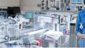  Presentation with technology orange and grey - PPT theme enhanced with architect holding clipboard and blueprint background and a light blue colored foreground