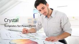  Presentation with blueprint - Amazing slides having architect in office drawing construction backdrop and a soft green colored foreground