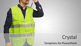  Presentation with architect - Cool new slide deck with architect man looking through binoculars backdrop and a  colored foreground