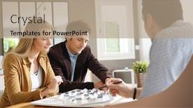  Presentation with estate - Presentation theme consisting of architect-meeting-with-clients background and a coral colored foreground