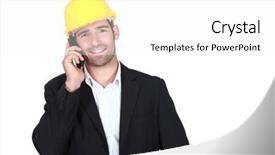  Presentation with telephone mobile - Slide deck featuring architect on mobile telephone background and a white colored foreground