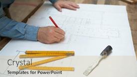  Presentation with craftsman - Audience pleasing PPT layouts consisting of architect-or-craftsman-draws backdrop and a yellow colored foreground