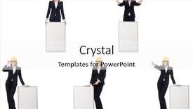  Presentation with builder - Amazing slide set having architecture portofolio - young female builder with whiteboard backdrop and a white colored foreground