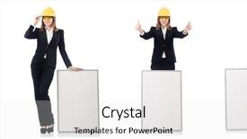  Presentation with female pelvic anatomy - Cool new slide deck with architecture portofolio - young female builder with whiteboard backdrop and a white colored foreground