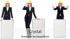  Presentation with female ovary cycle - Slide set featuring architecture portofolio - young female builder with whiteboard background and a white colored foreground