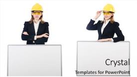  Presentation with anatomy female reproductive organ - Beautiful PPT layouts featuring architectural poster - young female builder with whiteboard backdrop and a white colored foreground