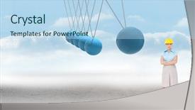  Presentation with newton cradle - Cool new slide set with architect posing against newtons cradle backdrop and a light blue colored foreground