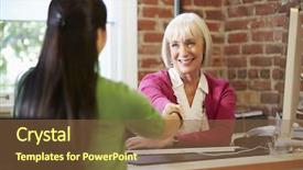  Presentation with job - Colorful PPT theme enhanced with architect recruitment - businesswoman interviewing female job applicant backdrop and a tawny brown colored foreground