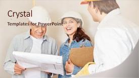  Presentation with team planning - Beautiful presentation theme featuring architect team planning with floorplan backdrop and a lemonade colored foreground