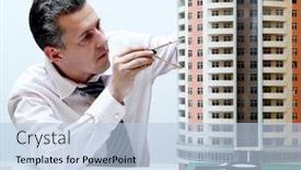  Presentation with breadboard - Slides having architect with a breadboard model of a building background and a light blue colored foreground