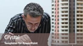  Presentation with breadboard - Presentation design featuring breadboard model of a building background and a gray colored foreground