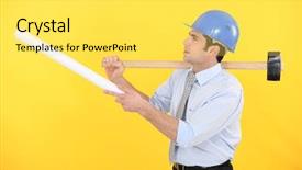  Presentation with mallet - Slide set with architect with a mallet background and a yellow colored foreground