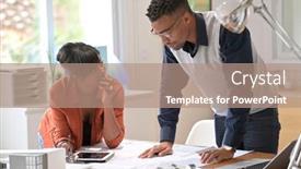  Presentation with eco - Slides having architect-with-eco-designer-working background and a coral colored foreground