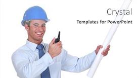  Presentation with architect - Audience pleasing presentation consisting of architect-with-plans-and-blue backdrop and a white colored foreground