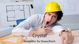  Presentation with project monitring - Audience pleasing theme consisting of architect working on the project backdrop and a soft green colored foreground