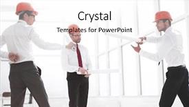  Presentation with health insurance plans - Cool new slides with architects fence with rolled plan backdrop and a white colored foreground