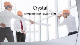  Presentation with architects - PPT theme consisting of architects fence with rolled plan background and a white colored foreground