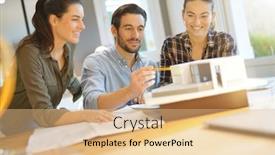  Presentation with architects - Slides having architects looking over project for modern house design background and a coral colored foreground