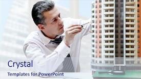  Presentation with breadboard - Theme featuring architects modern - architect with a breadboard model background and a sky blue colored foreground