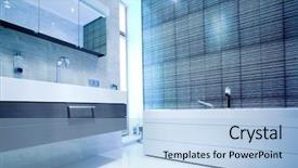  Presentation with automotive mirror - Colorful PPT theme enhanced with architects modern - bathroom with mirror and pan backdrop and a light blue colored foreground