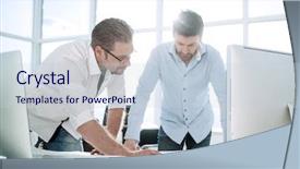  Presentation with architectural acoustics - PPT theme featuring architects modern - two architect working with blueprints background and a lemonade colored foreground