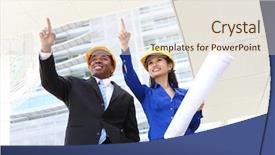  Presentation with man joined woman - Colorful presentation enhanced with architects on a construction site backdrop and a  colored foreground