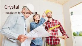  Presentation with architecture medical planning - Theme consisting of architects planning new building construction background and a lemonade colored foreground