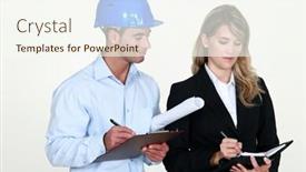  Presentation with architects - Slide set with architects taking notes background and a cream colored foreground