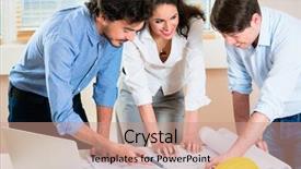  Presentation with architects - Presentation theme consisting of architects talking about ground plot background and a coral colored foreground