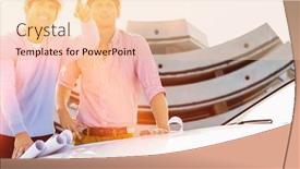  Presentation with architects - Theme having architects with blueprints on car discussing at construction site background and a lemonade colored foreground