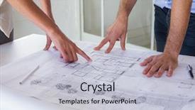  Presentation with architects - Beautiful PPT theme featuring architects working on blueprints together backdrop and a light gray colored foreground